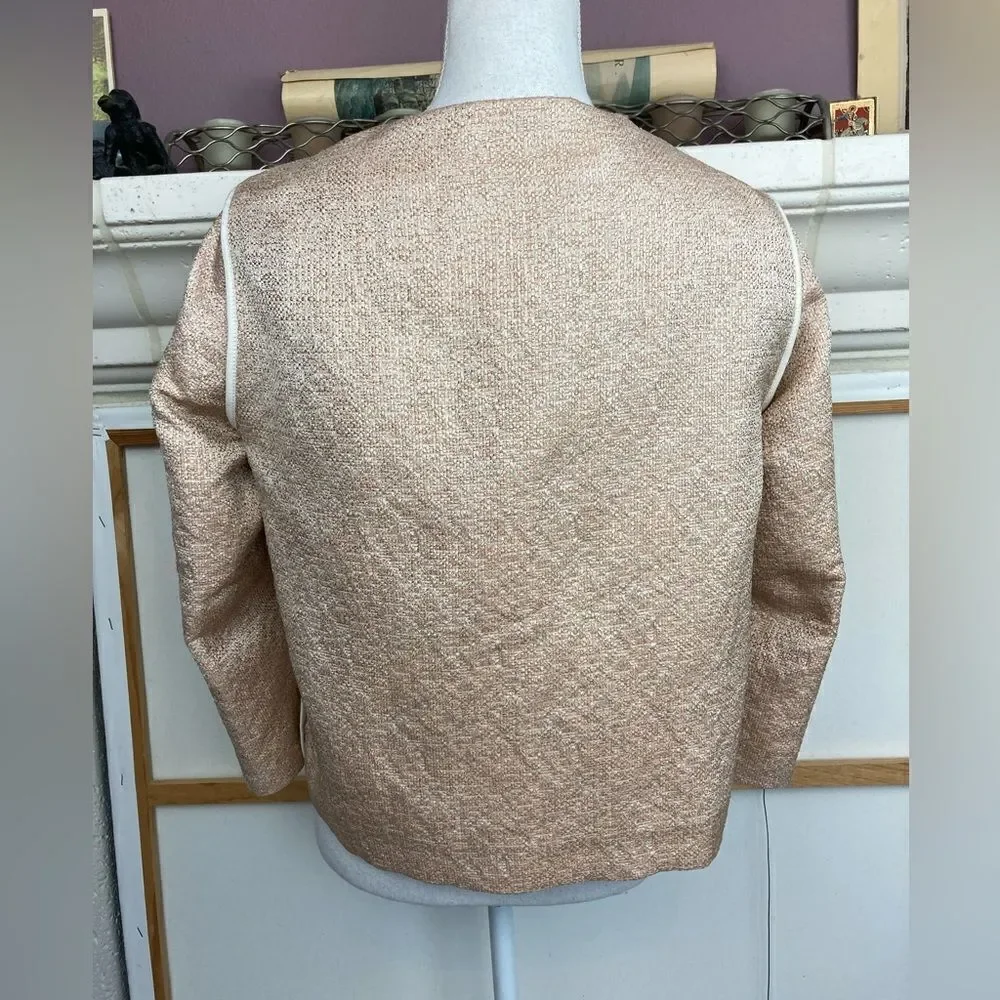 Seventy Florence Italy ladylike chic blazer w/ ribbon bow, pearls, and chains